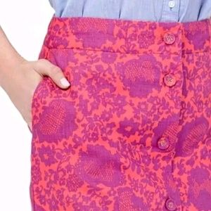 Boden skirt linen knee length floral buttons NWT!